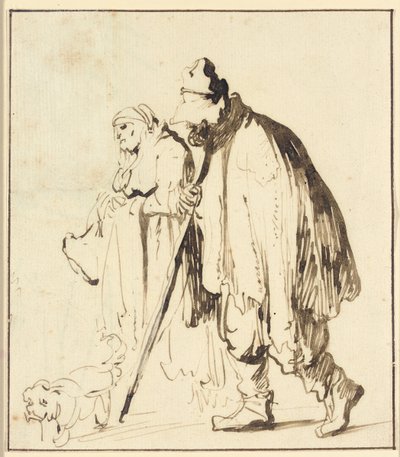 Tulák pár se psem od Rembrandt van Rijn
