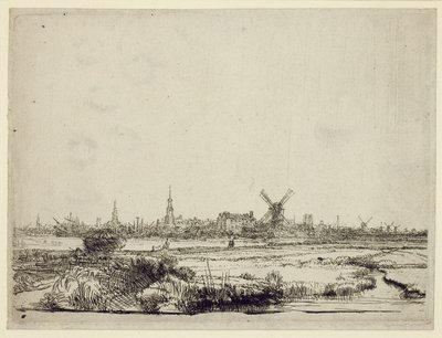 Pohled na Amsterdam, kolem roku 1640 od Rembrandt van Rijn