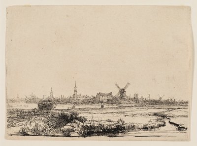 Pohled na Amsterdam z Kadijku od Rembrandt van Rijn