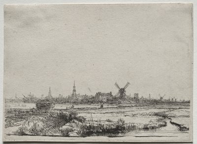 Pohled na Amsterdam ze severozápadu od Rembrandt van Rijn