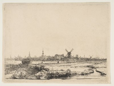 Pohled na Amsterdam od severozápadu, ca. 1640. od Rembrandt van Rijn