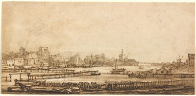 Pohled na Amstel z valu od Rembrandt van Rijn