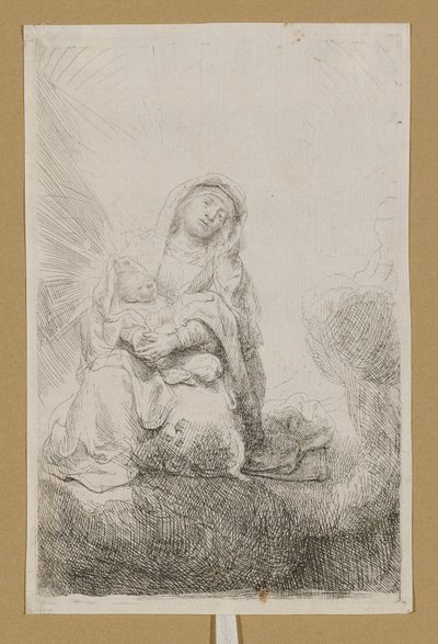 Panna s dítětem v oblacích od Rembrandt van Rijn