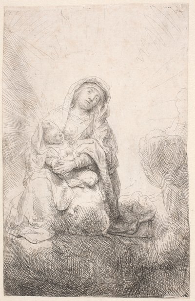 Panna s dítětem v oblacích od Rembrandt van Rijn