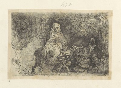 Let do Egypta: Překročení proudu Recueil de quatre-vingt-cinq estampes originales (název série) od Rembrandt van Rijn