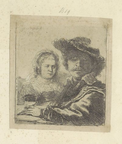 Zelfportret klade Saskii Kolekce osmdesáti pěti původních tisků (název série) od Rembrandt van Rijn