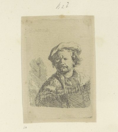 Autoportrét s baretem a zdobeným pláštěm Recueil de quatre-vingt-cinq estampes originales (název série) od Rembrandt van Rijn