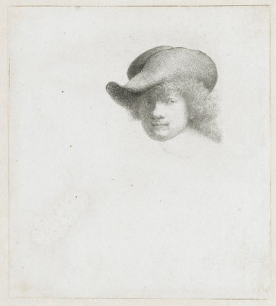 Autoportrét s měkkým kloboukem a zdobeným pláštěm od Rembrandt van Rijn