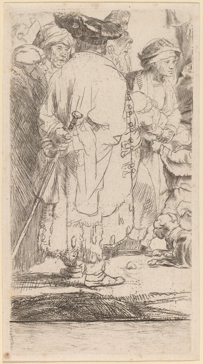 Muž s holí (fragment z tisku sta guldenů) od Rembrandt van Rijn and William Baillie