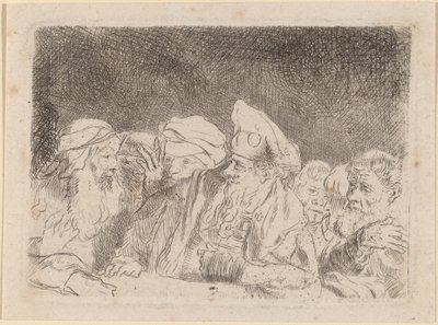 Farizeové debatují (fragment ze sto guldenů) od Rembrandt van Rijn and William Baillie