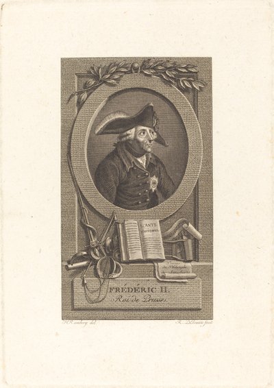 Fridrich Veliký, král pruský od Remi Henri Joseph Delvaux after Johann Heinrich Ramberg