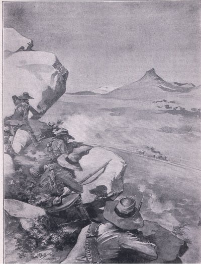 Búrové stříleli na vlak generála Frencha (litho) od René Bull