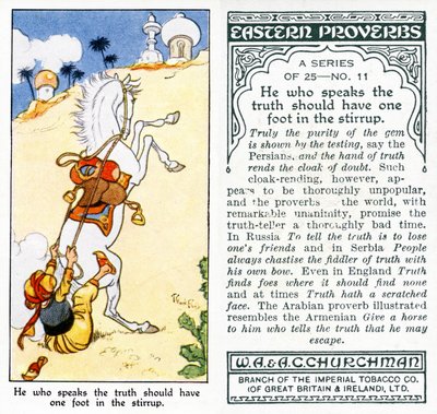 "Kdo mluví pravdu, měl by být jednou nohou ve třmenu", 1931 (viz také 498188) od René Bull