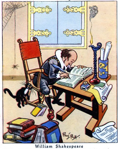 Shakespeare píšící Hamleta, 1936 od René Bull