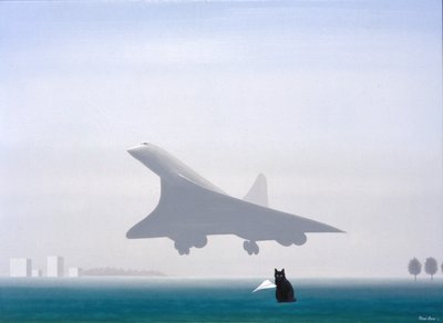 Černá kočka, 2001, olej na plátně od Rene Boin