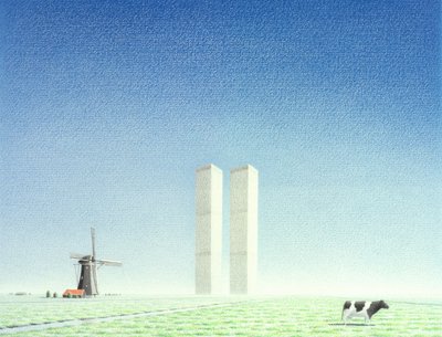 Dvojčata, 2001, kolorovaná kresba tužkou na papíře od Rene Boin