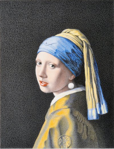 VERMEER-Golf, 2018, Kolorovaná kresba tužkou na papíře od Rene Boin