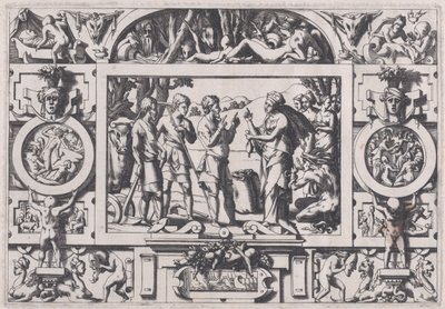 Královna Ino a manžel Královna Ino kazí semeno ročního mláďata všude..., 1563. od Rene Boyvin