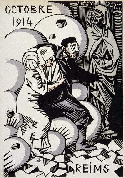Říjen 1914, Remeš - kresba Hermana Paula - v „“Kalendáři války““ ed. 1916 od Rene George Hermann Paul