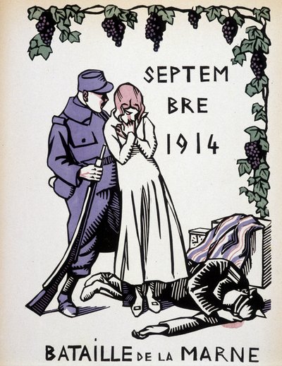 Září 1914: Bitva na Marně - kresba Hermana Paula, v „Kalendáři války““ vyd. 1916 od Rene George Hermann Paul