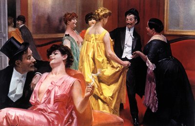 Prezentace. Pařížský dům na počátku 20. století. Ilustrace Rene Lelong (1871-1933) od Rene Lelong