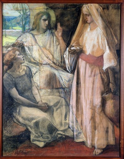 Kristus v domě Marty a Marie, 1924 (pastel na papíře) od Rene Marie Castaing