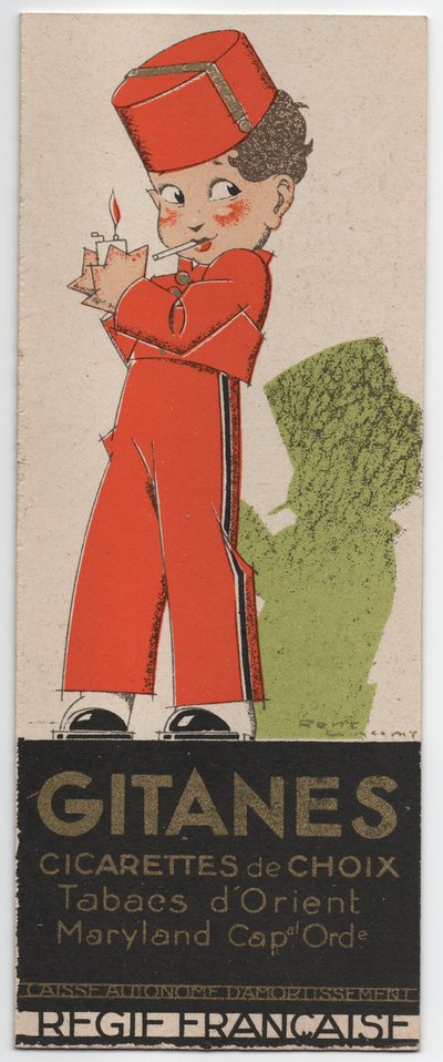 Gitanes Cigarettes, ca. 1930 (šablonový tisk) od Rene Vincent