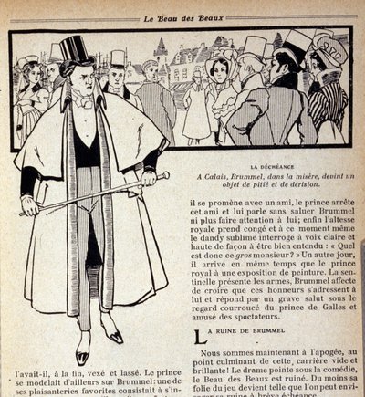 Zastoupení George Bryana Brummela (1778 - 1840), krále Dandies, který je v exilu v Calais. Ilustrace René Vincent. 19. století od Rene Vincent