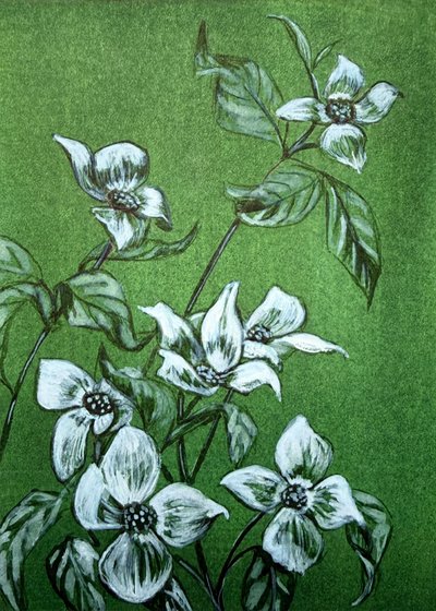 Zelené botanické květy od Renee Machan Cottagecore Artist