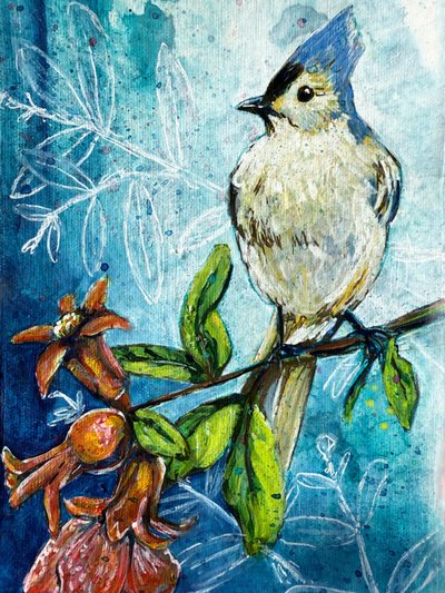 Černohlávek granátový od Renee Machan Cottagecore Artist