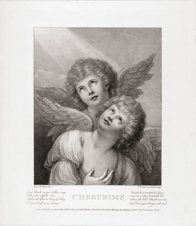 Dva cherubíni. Dva andělé. od Rev. Matthew William (after) Peters