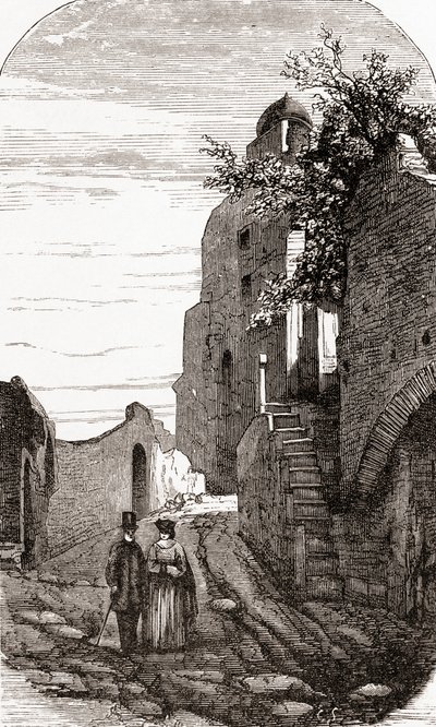 Clivus Victoria na Palatinu, Řím, Itálie, konec 19. století. Z knihy Italian Pictures by Rev. Samuel Manning, vydané kolem roku 1890. od Reverend Samuel Manning