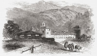 Klášter ve Vallombrose, Florencie, Itálie, konec 19. století. Z knihy Italian Pictures by Rev. Samuel Manning, vydané kolem roku 1890. od Reverend Samuel Manning
