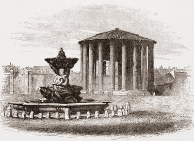 Vestin chrám, Forum Romanum, Řím, Itálie, konec 19. století. Z knihy Italian Pictures by Rev. Samuel Manning, vydané kolem roku 1890. od Reverend Samuel Manning