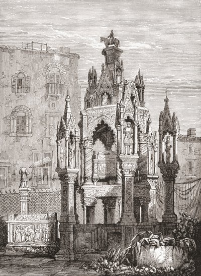 Scaligerovy hrobky, Verona, Itálie, konec 19. století. Z knihy Italian Pictures by Rev. Samuel Manning, vydané kolem roku 1890. od Reverend Samuel Manning