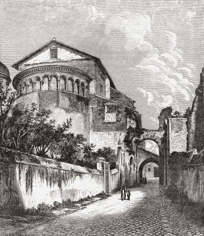 Kostel Santi Giovanni e Paolo, Celian Hill, Řím, Itálie, konec 19. století. Z knihy Italian Pictures by Rev. Samuel Manning, vydané kolem roku 1890. od Reverend Samuel Manning