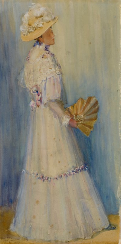 Dáma s vějířem, konec 19.-začátek 20. století. od Rhoda Holmes Nicholls