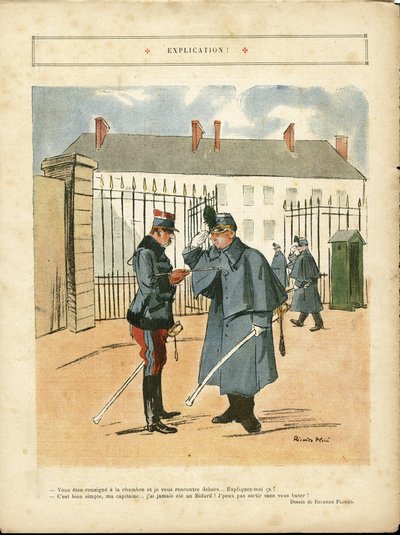Ilustrace Ricarda Florese (1878-1918) v Le Lire, 23/04/10 - Vysvětlení - Armee, Kasárna od Ricardo Flores