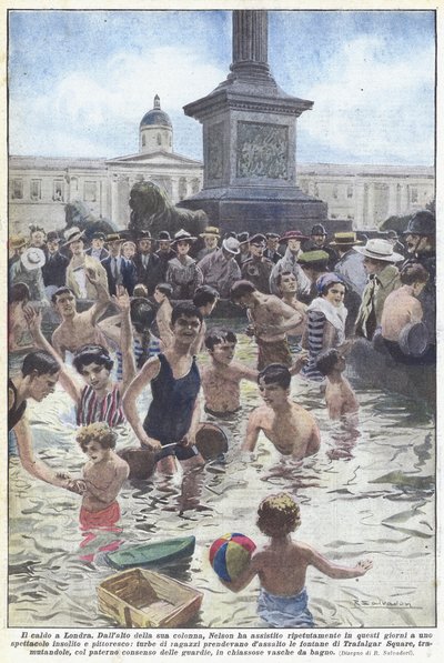 Teplo v Londýně (barva litho) od Riccardo Salvadori