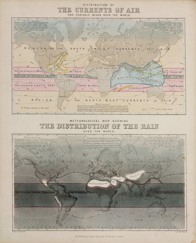 Dvě meteorologické mapy, c 1850 od John Pardon