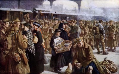 Victoria Station, WW1, odjezd do Francie (barevně lito) od Richard (after) Jack