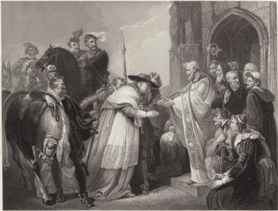 Kardinál Wolsey v Leicester Abbey (rytina) od Richard (after) Westall