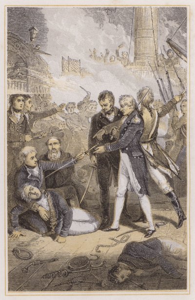 Nelson obdrží meč španělského admirála (barevná rytina) od Richard (after) Westall