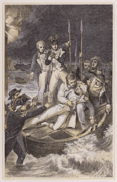 Nelson prostřelil paži (barevná rytina) od Richard (after) Westall
