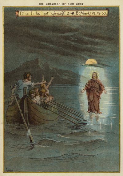 Zázraky Krista: Ježíš chodí po vodě (chromolitho) od Richard Andre
