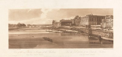Pohled na Louvre a most Thuilleries, převzato z Pont Neuf. 1802; Deska 2 z Views in Paris, Emanuel Volume Tracing of plate, B1981.25.2613 od Richard Banks Harraden