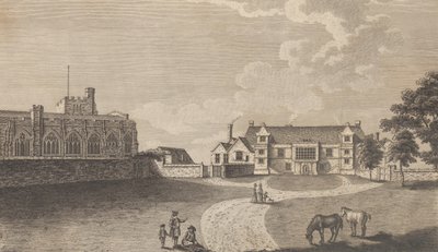 Starověký arcibiskupský palác v Maidstone, od Edwarda Hasteda, The History and Topo..., 1782. od Richard Bernard Godfrey