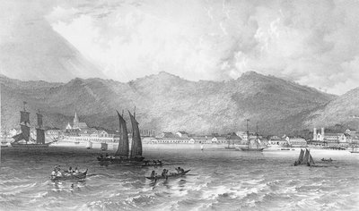 Trinidad, ze zálivu Paria, ilustrace ze „západní Indie scenérie“ od Richard Bridgens