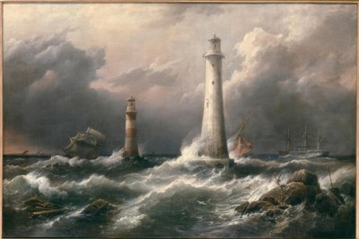 H.M.S. Lord Warden z Eddystone Lighthouses od Richard Brydges Beechey