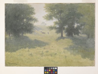 Krajina s krávami a strání (akvarel na bílém papíře) od Richard Buckner Gruelle